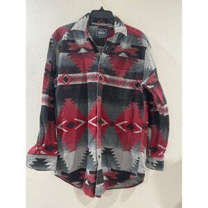 Woolrich men's flannel shirt Aztec Southwest Navajo design size M Gray Red